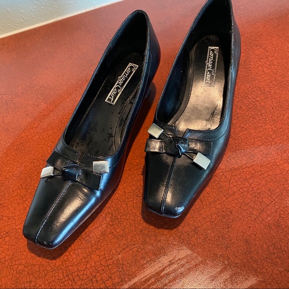 CARRIAGE COURT Shoes Woman’s 6 Becca Shoes BLACK leather HEEL VINTAGE SHOE - Picture 2 of 6